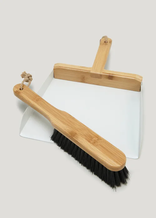 White Metal Dustpan & Brush Image 2