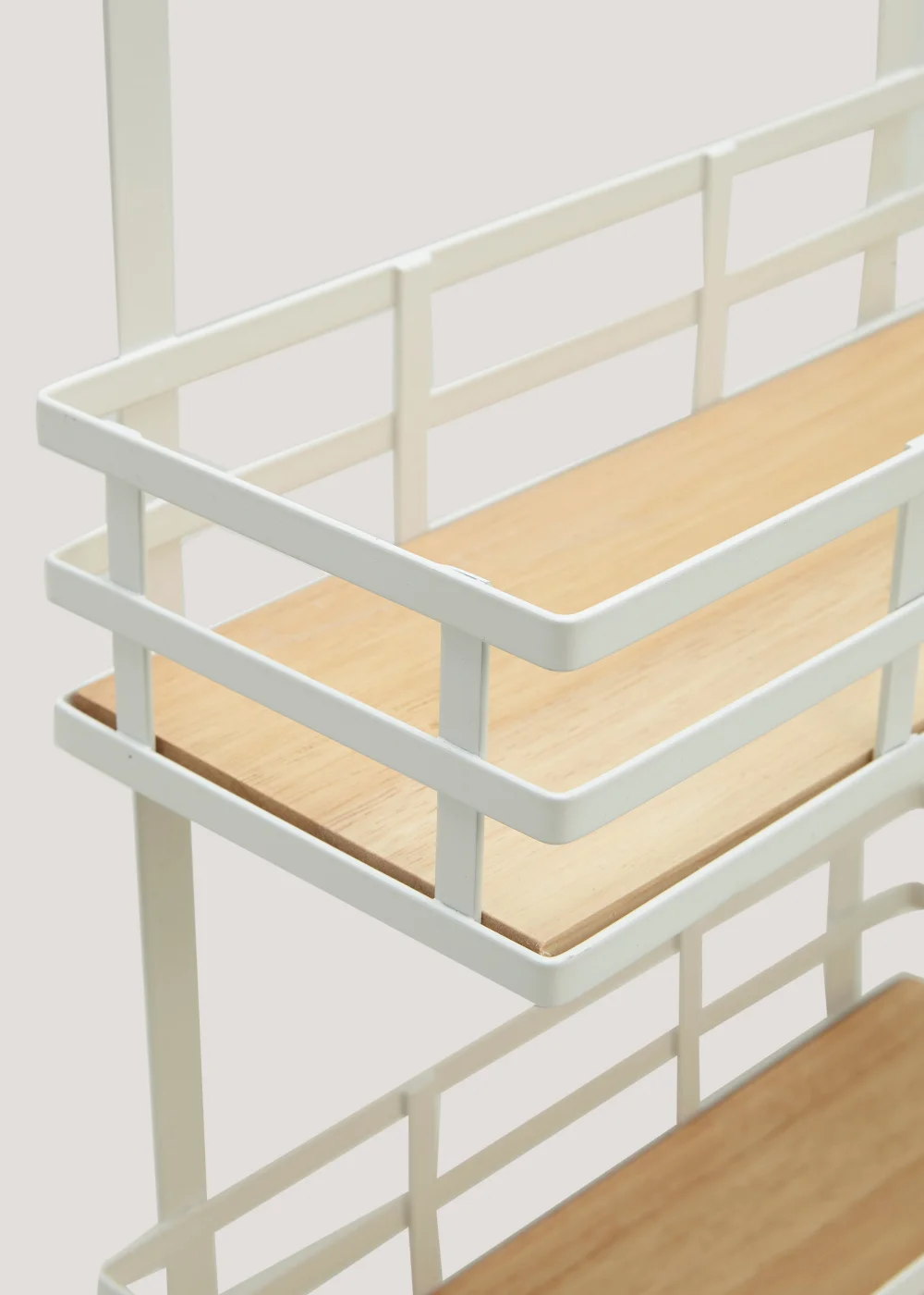 White Wire & Wood Over Door Bathroom Baskets (58.5cm x 13.5cm x 31.5cm) Image 2