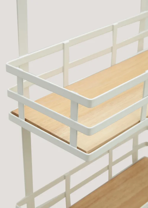 White Wire & Wood Over Door Bathroom Baskets (58.5cm x 13.5cm x 31.5cm) Image 2