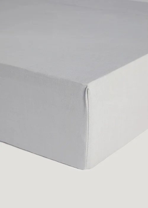 Grey Polycotton Fitted Bed Sheet - Single Image 1