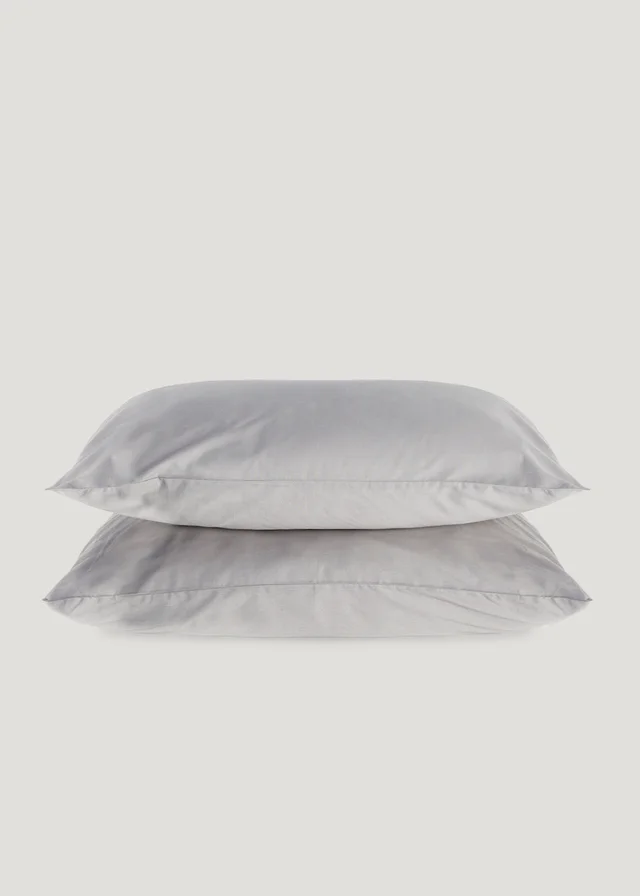 2 Pack Grey Polycotton Housewife Pillowcases