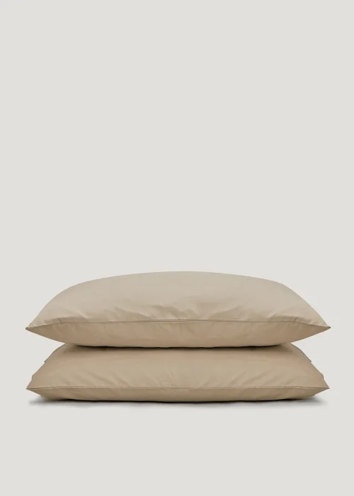 Stone Polycotton Housewife Pillowcase Pair (144 Thread Count) - One Size Image 1