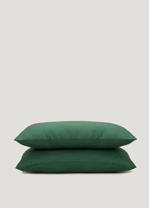 Dark Green Polycotton Housewife Pillowcase Pair (144 Thread Count) - One Size Image 1