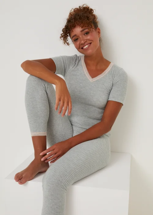 Grey Thermal Top & Leggings Set - Size 8-10 Image 2