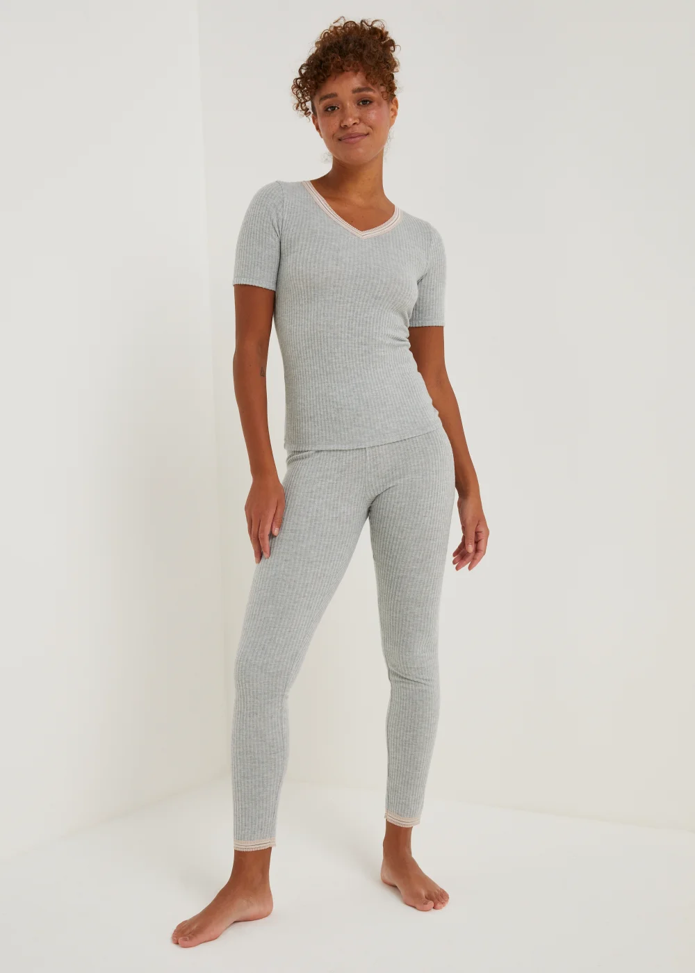 Grey Thermal Top & Leggings Set - Size 8-10 Image 3
