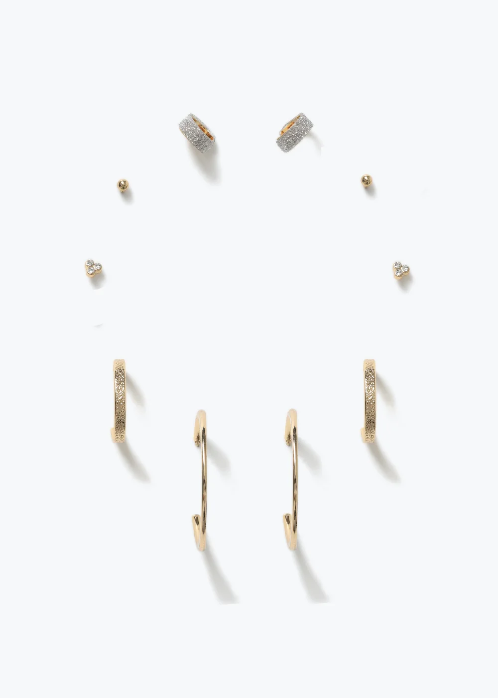 6 Pack Gold Stud & Hoop Earrings - One Size Image 1