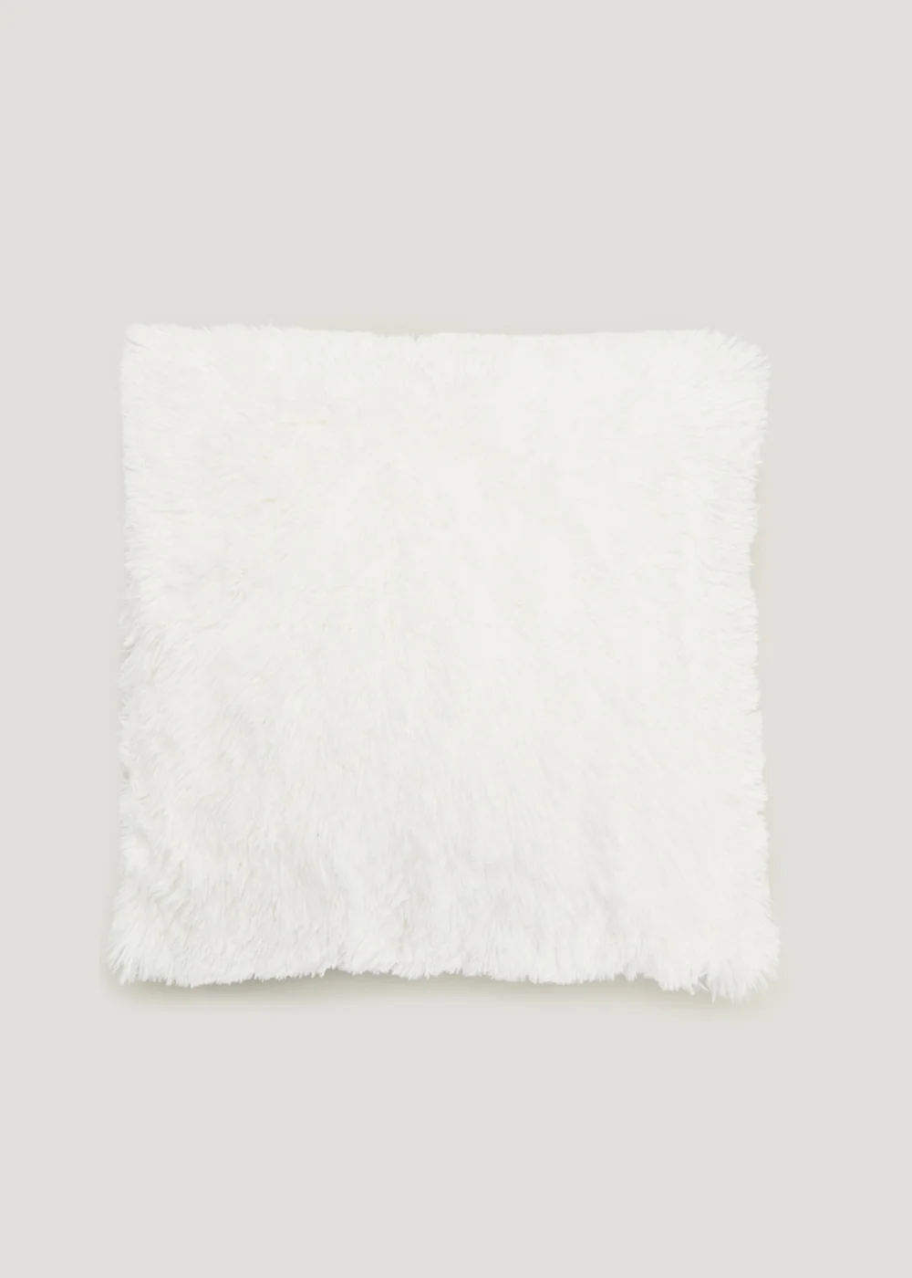 Cream Shaggy Faux Fur Cushion (43cm x 43cm) Image 1
