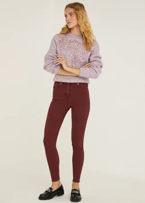 April Burgundy Super Skinny Jeans - Size 08 29 leg Image 1
