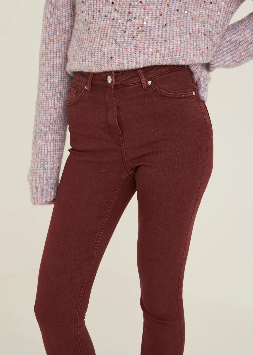 April Burgundy Super Skinny Jeans - Size 08 29 leg Image 2