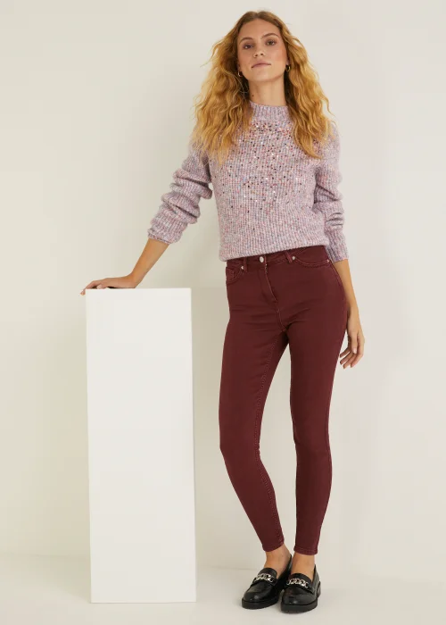 April Burgundy Super Skinny Jeans - Size 08 29 leg Image 4