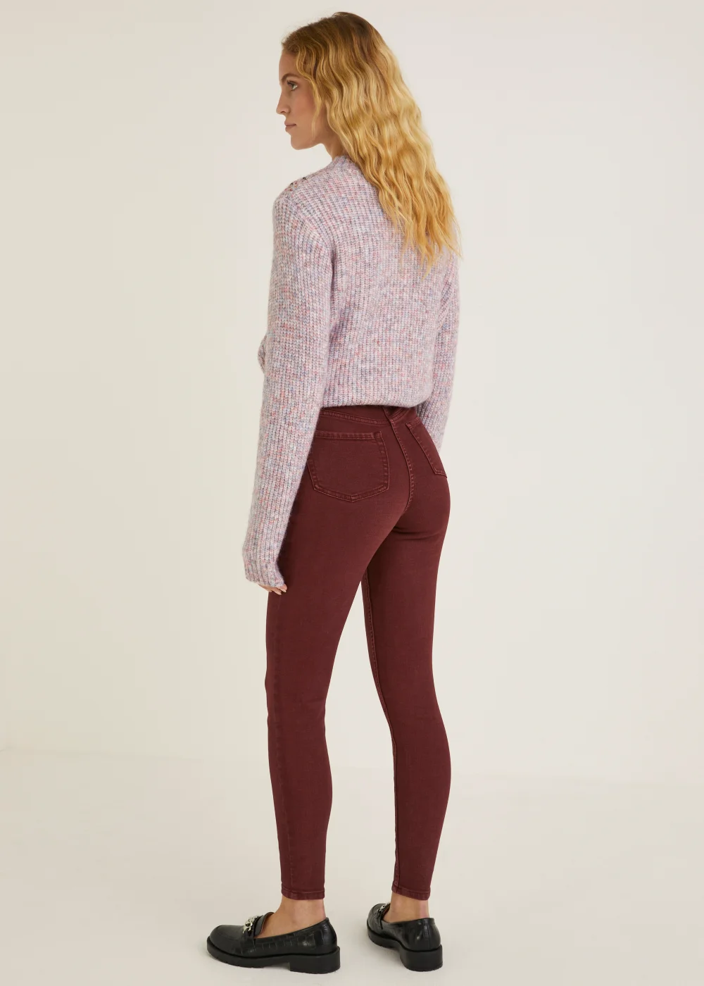 April Burgundy Super Skinny Jeans - Size 08 29 leg Image 3