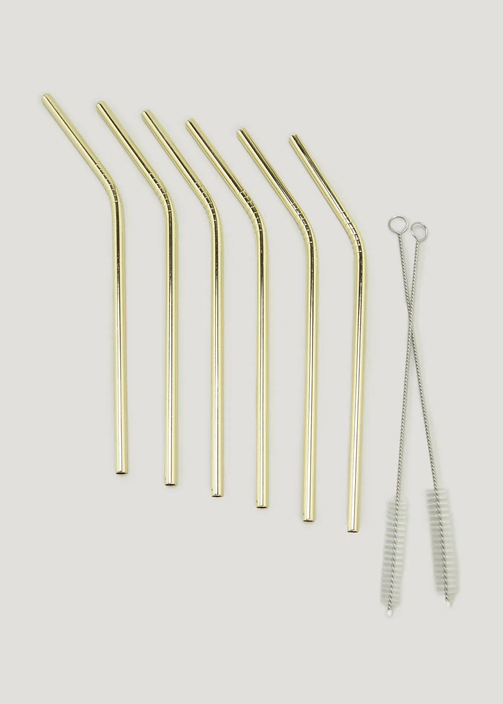 6 Pack Gold Metal Straws Set Image 1