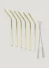 6 Pack Gold Metal Straws Set Image 1