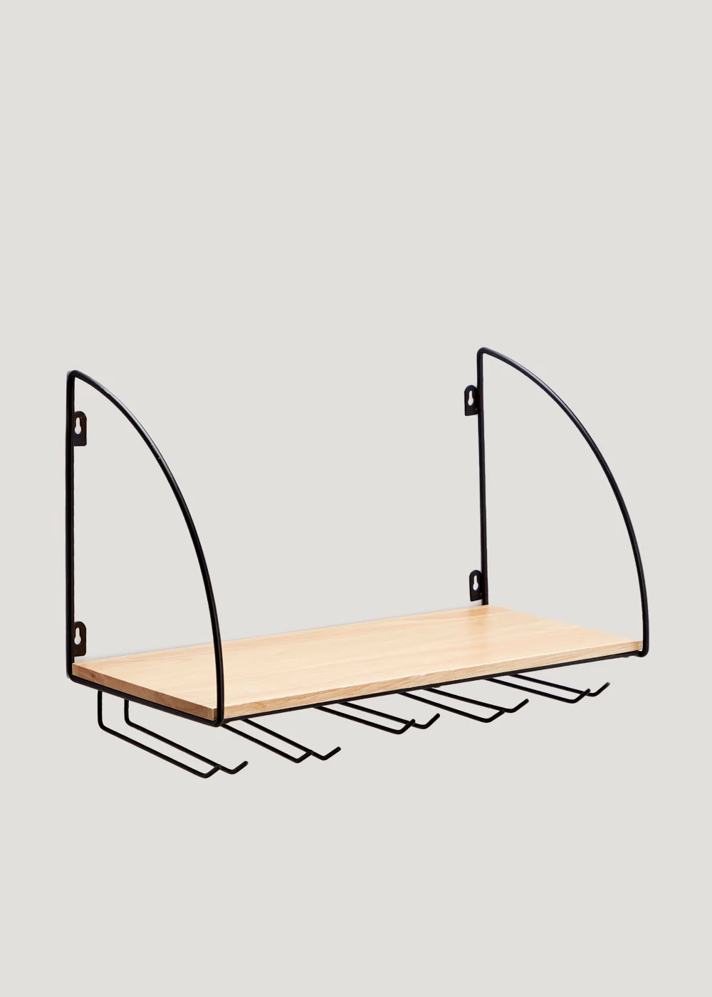 Black Wire & Wooden Hanging Bar Shelf (49cm x 26cm x 21cm) Image 1