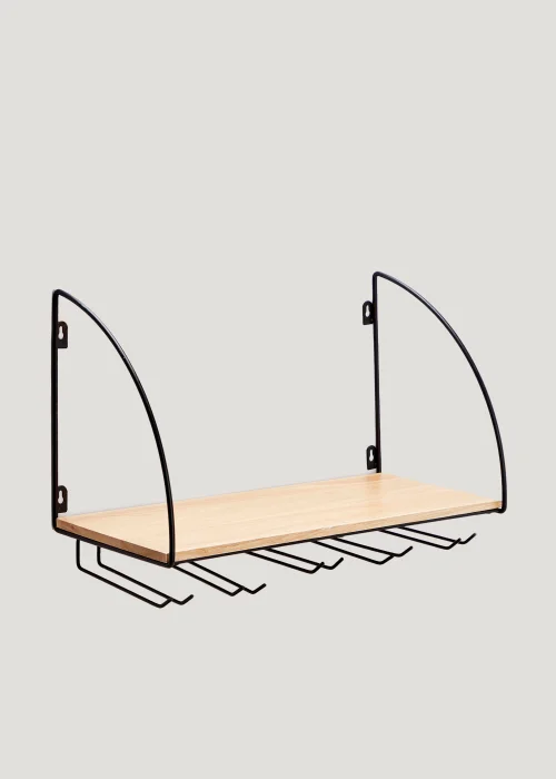 Black Wire & Wooden Hanging Bar Shelf (49cm x 26cm x 21cm) Image 1