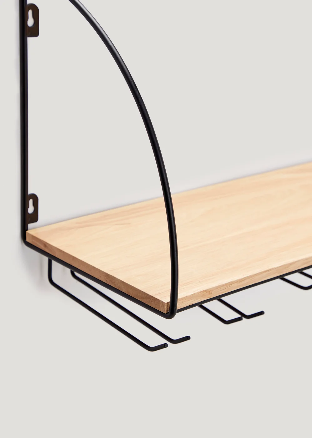 Black Wire & Wooden Hanging Bar Shelf (49cm x 26cm x 21cm) Image 2