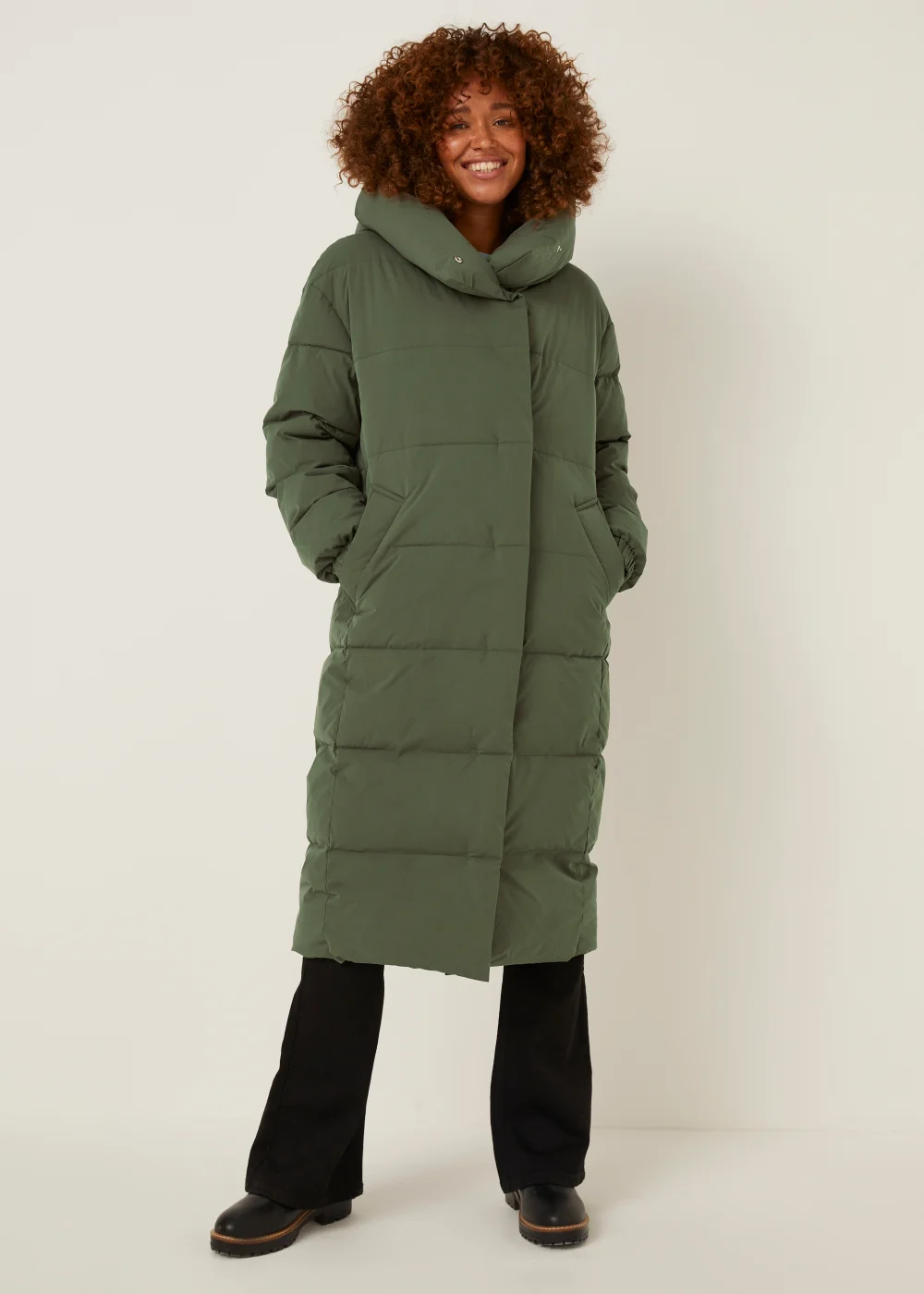 Khaki Wrap Padded Coat - 8 Image 1