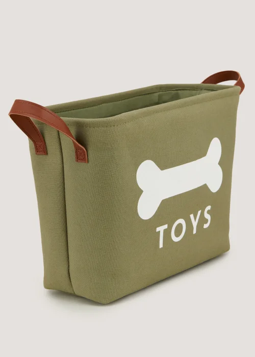 Green Canvas Pet Toy Basket (26cm x 35cm x 17.5cm) Image 2