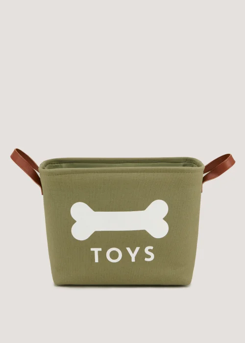 Green Canvas Pet Toy Basket (26cm x 35cm x 17.5cm) Image 1