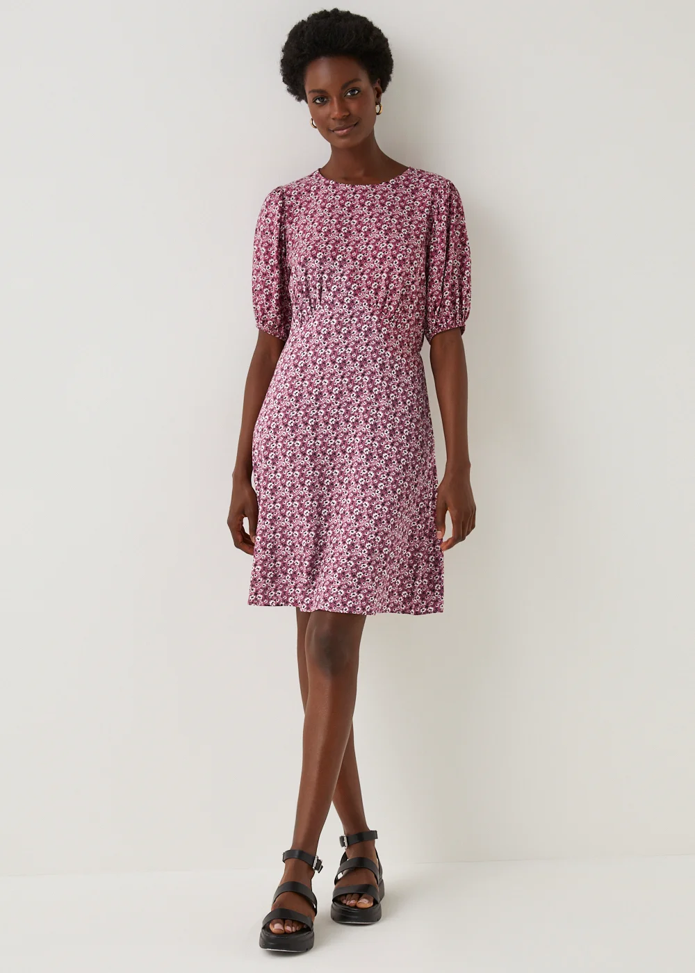 Pink Floral Print Tea Dress - 8 Image 1