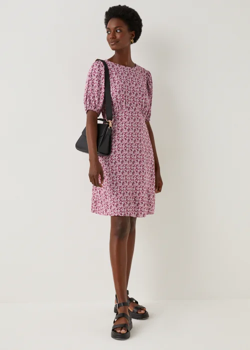 Pink Floral Print Tea Dress - 8 Image 3