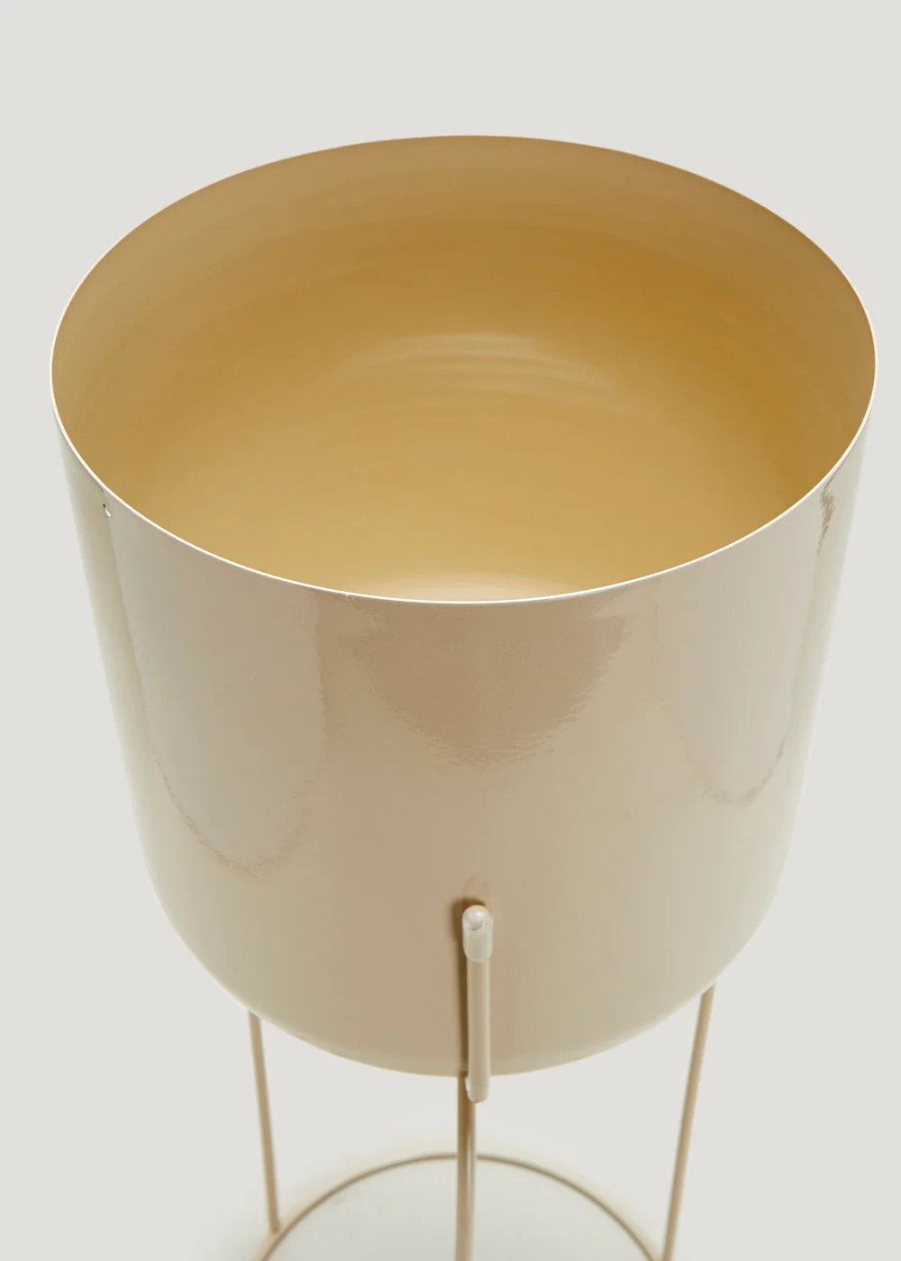 Beige Large Rounded Metal Planter (20cm x 20cm x 55cm) Image 2