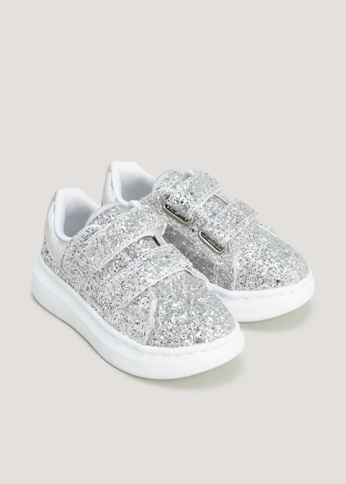 Girls Silver Platform Trainers (Younger 4-12) - Size 4 Infants Image 2