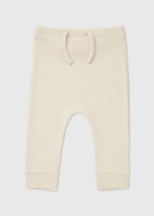 Baby Stone Ribbed Joggers (Newborn-23mths) - Newborn Image 1