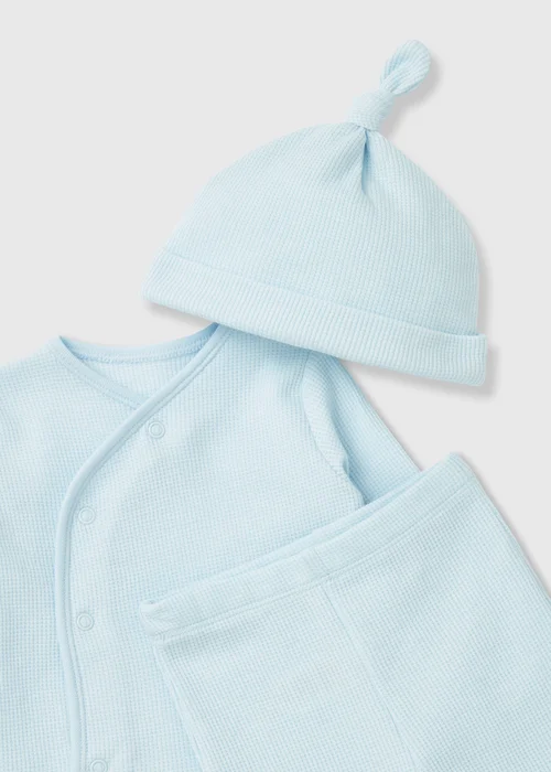 Baby 3 Piece Blue Waffle Set (Newborn-12mths) - 0-3 months Image 2