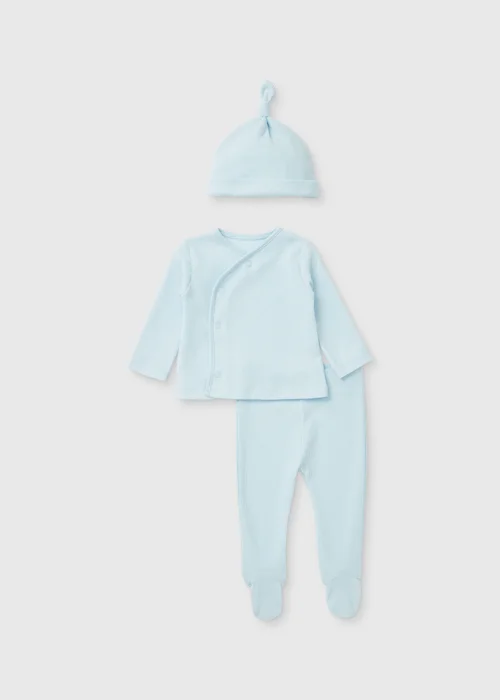 Baby 3 Piece Blue Waffle Set (Newborn-12mths) - 0-3 months Image 1