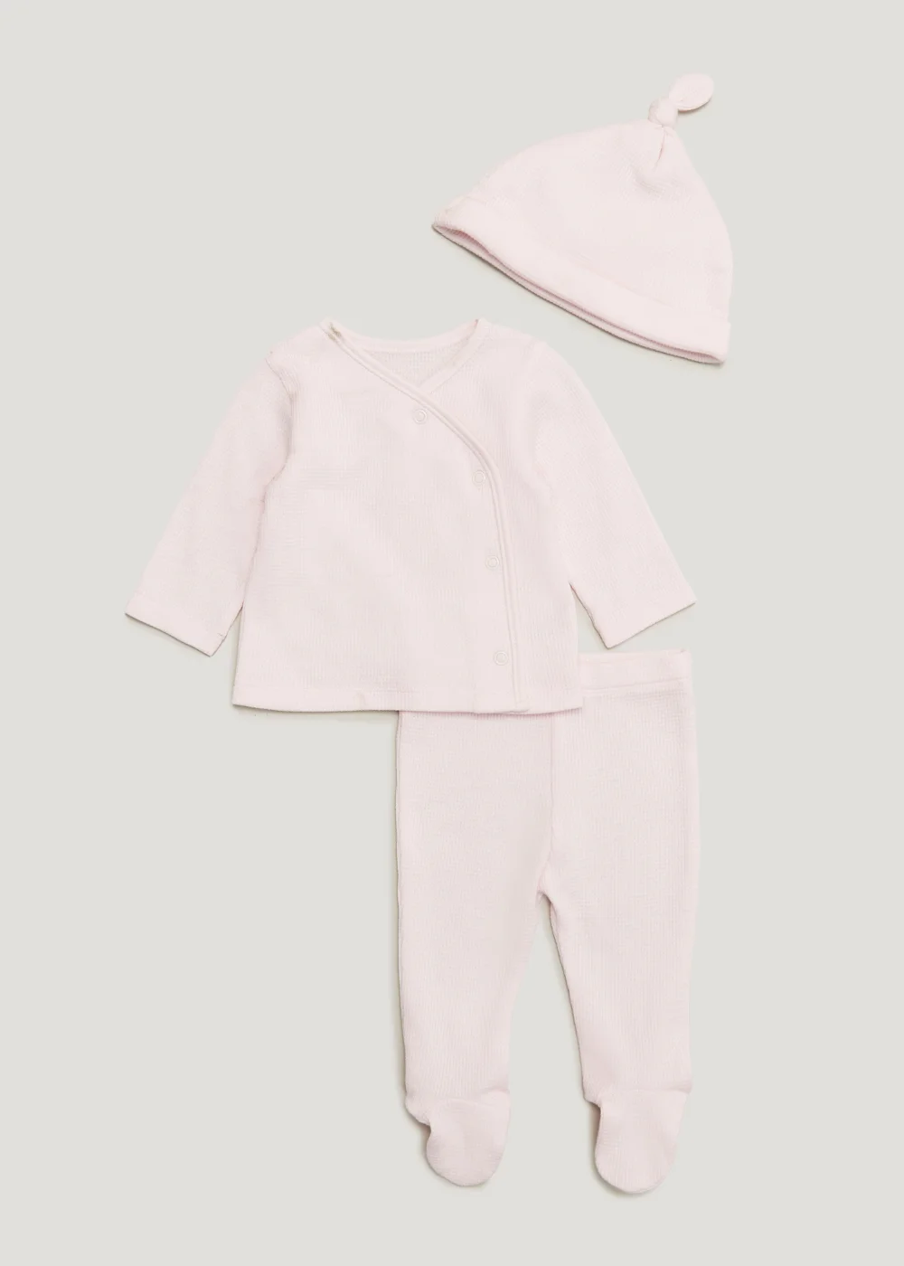 Baby 3 Piece Pink Waffle Set (Newborn-12mths) - 0-3 months Image 2
