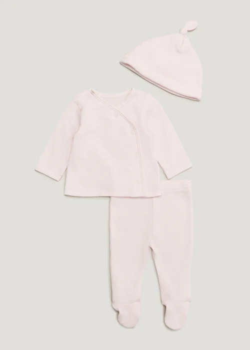 Baby 3 Piece Pink Waffle Set (Newborn-12mths) - 0-3 months Image 2