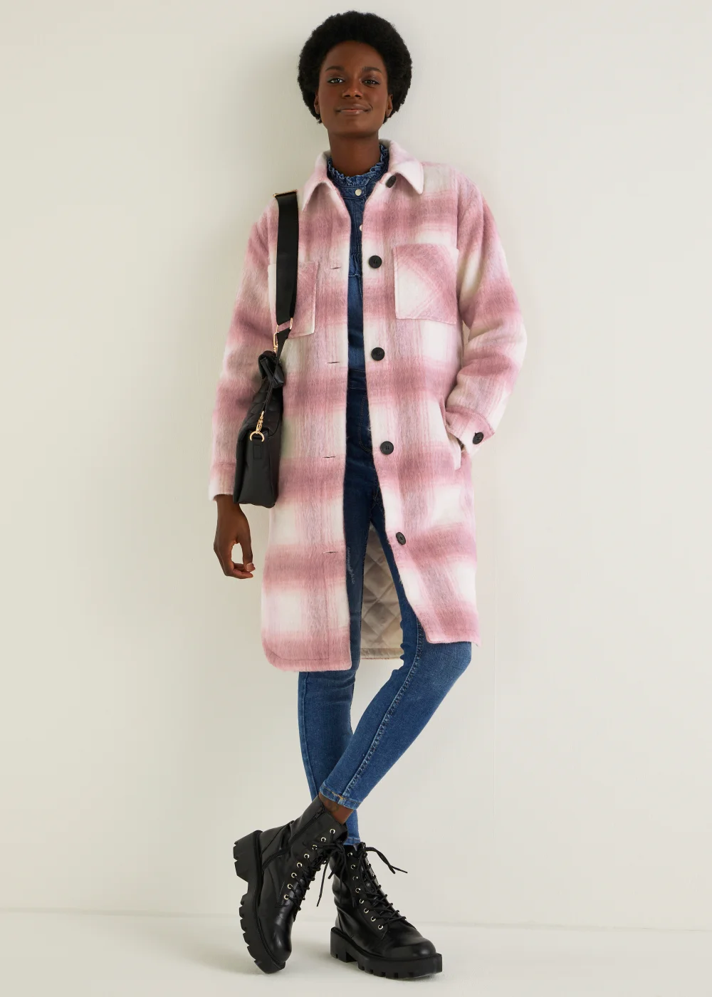 Pink Check Long Shacket - 8 Image 4