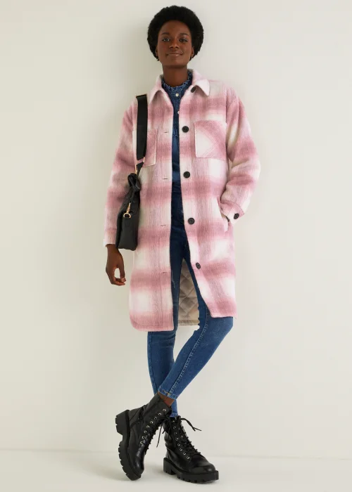 Pink Check Long Shacket - 8 Image 4