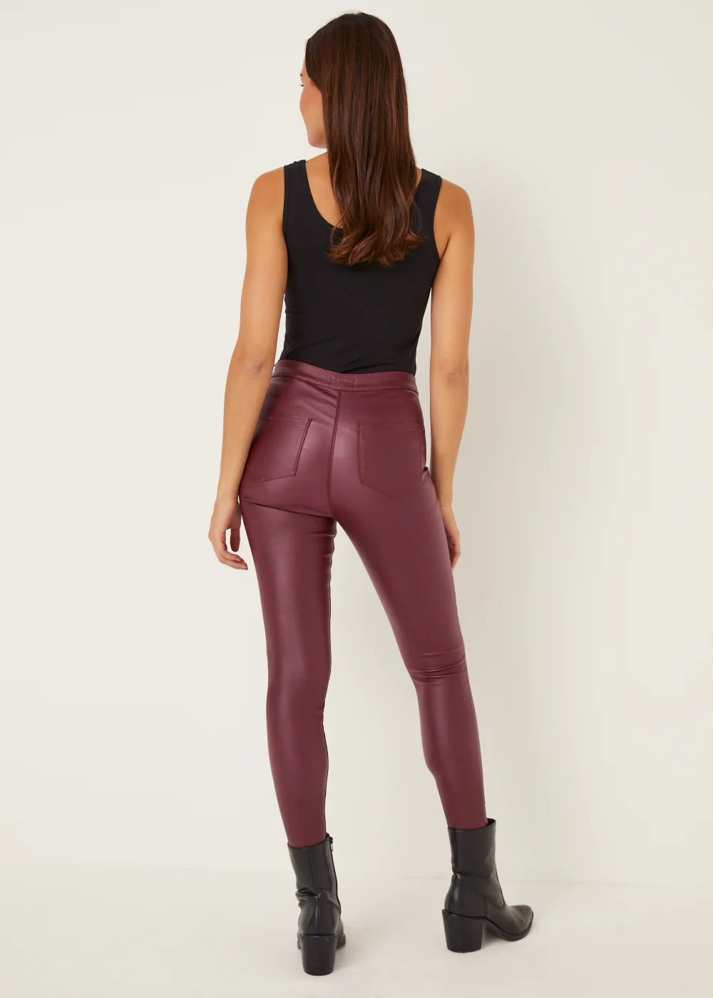 Jessie Wine Coated High Waisted Jeans - Size 08 29 leg Image 5