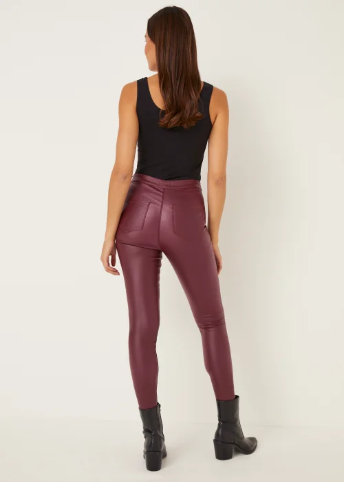 Jessie Wine Coated High Waisted Jeans - Size 08 29 leg Image 5