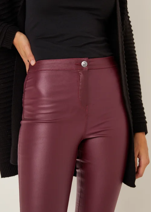 Jessie Wine Coated High Waisted Jeans - Size 08 29 leg Image 4