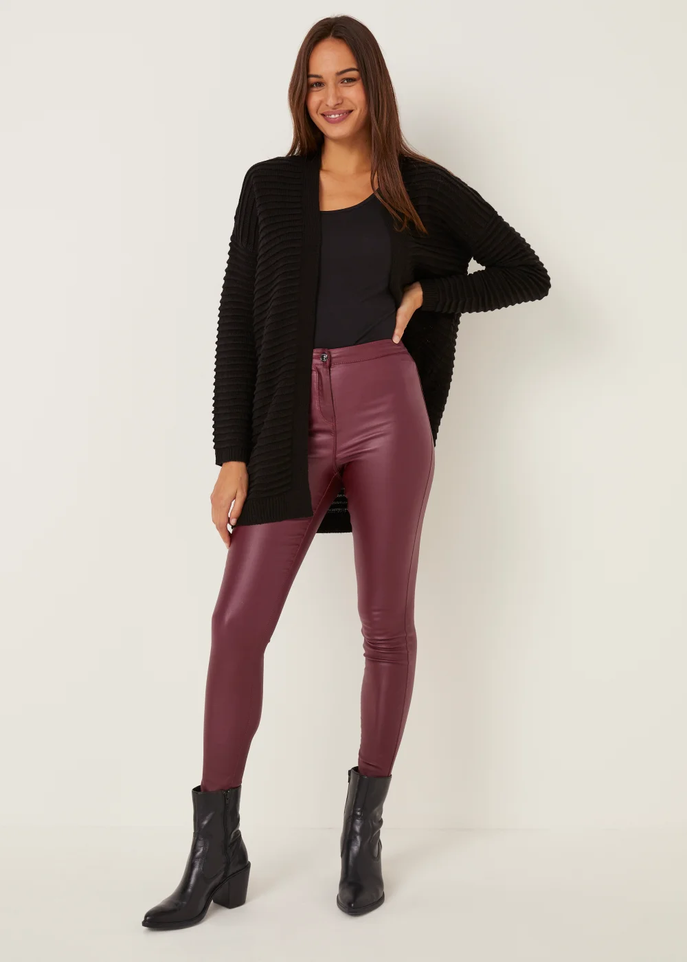 Jessie Wine Coated High Waisted Jeans - Size 08 29 leg Image 1
