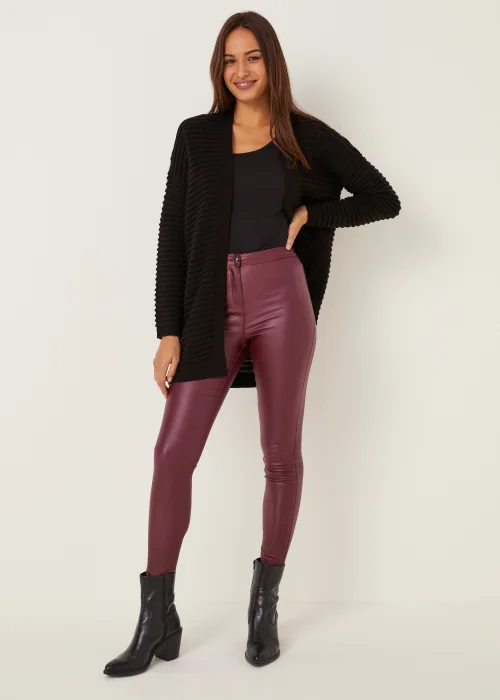 Jessie Wine Coated High Waisted Jeans - Size 08 29 leg Image 1