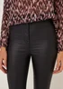 Black PU Coated Flared Jeans - Size 8 Image 3