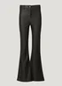 Black PU Coated Flared Jeans - Size 8 Image 2