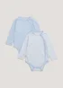 Baby 2 Pack Blue Ribbed Long Sleeve Bodysuits (Tiny Baby-18mths) - Tiny Baby Image 1