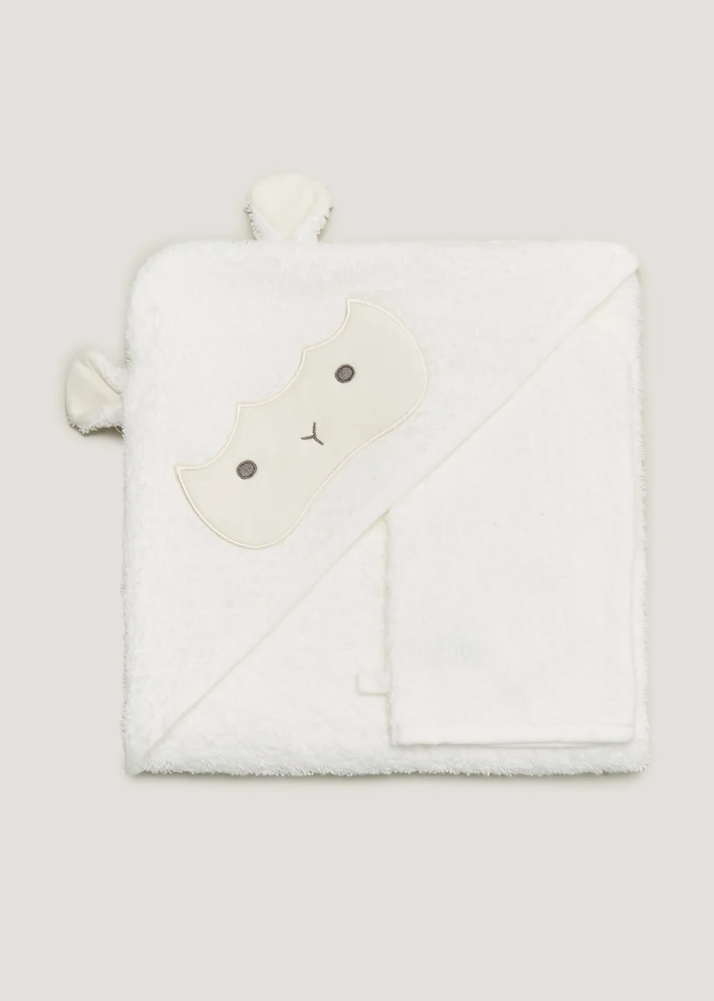 Cream Sheep Hooded Towel & Wash Mitt Set (One Size) - One Size Image 2