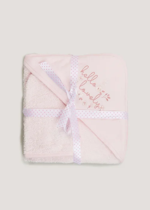 Pink Floral Hooded Towel & Wash Mitt Set (One Size) - One Size Image 2