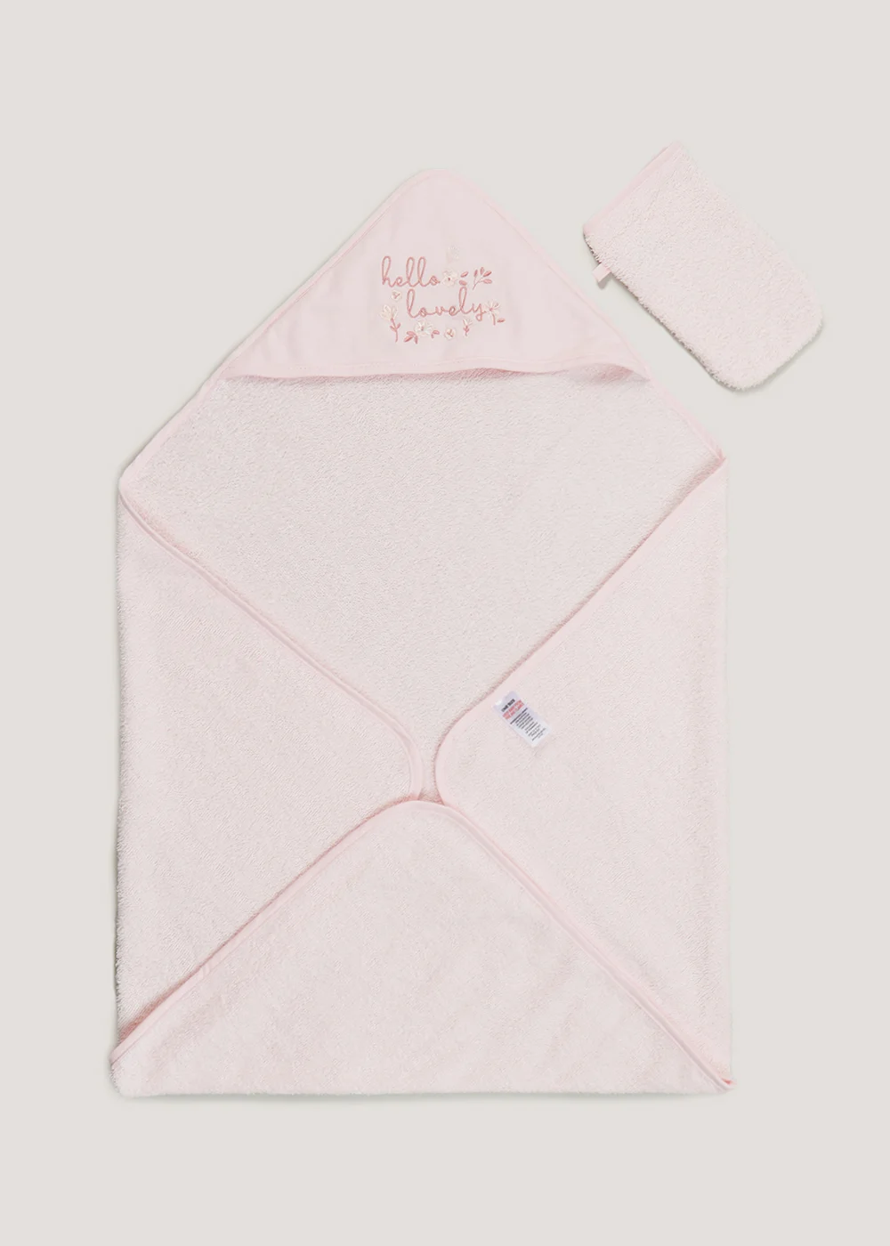 Pink Floral Hooded Towel & Wash Mitt Set (One Size) - One Size Image 1