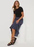 Black Feather Print Midi Skirt - Size 8 Image 4
