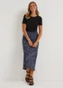 Black Feather Print Midi Skirt - Size 8 Image 1
