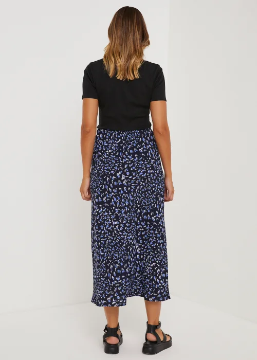 Black Feather Print Midi Skirt - Size 8 Image 5
