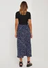 Black Feather Print Midi Skirt - Size 8 Image 5