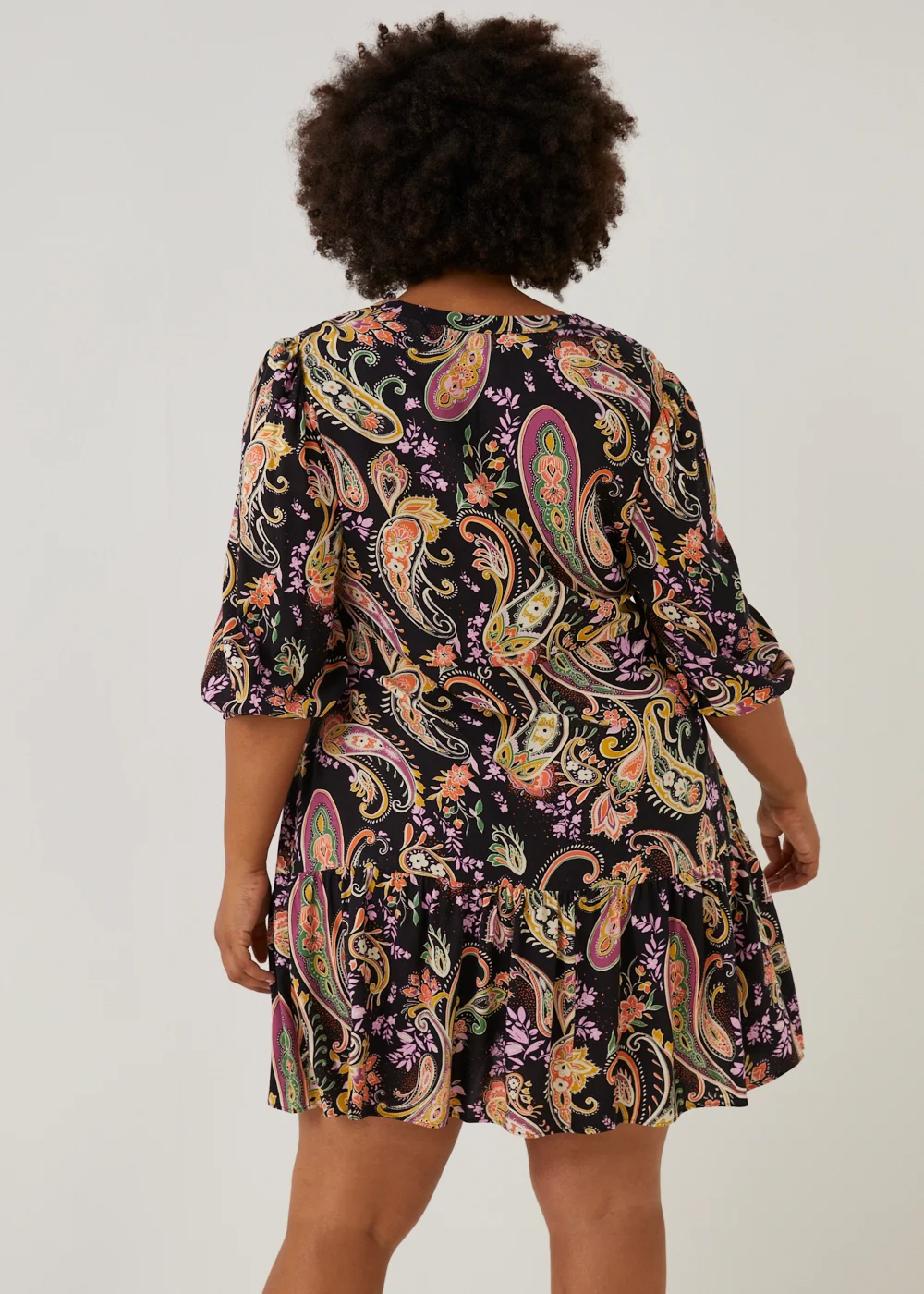 Black Paisley Peplum Hem Mini Dress - 18 Image 5